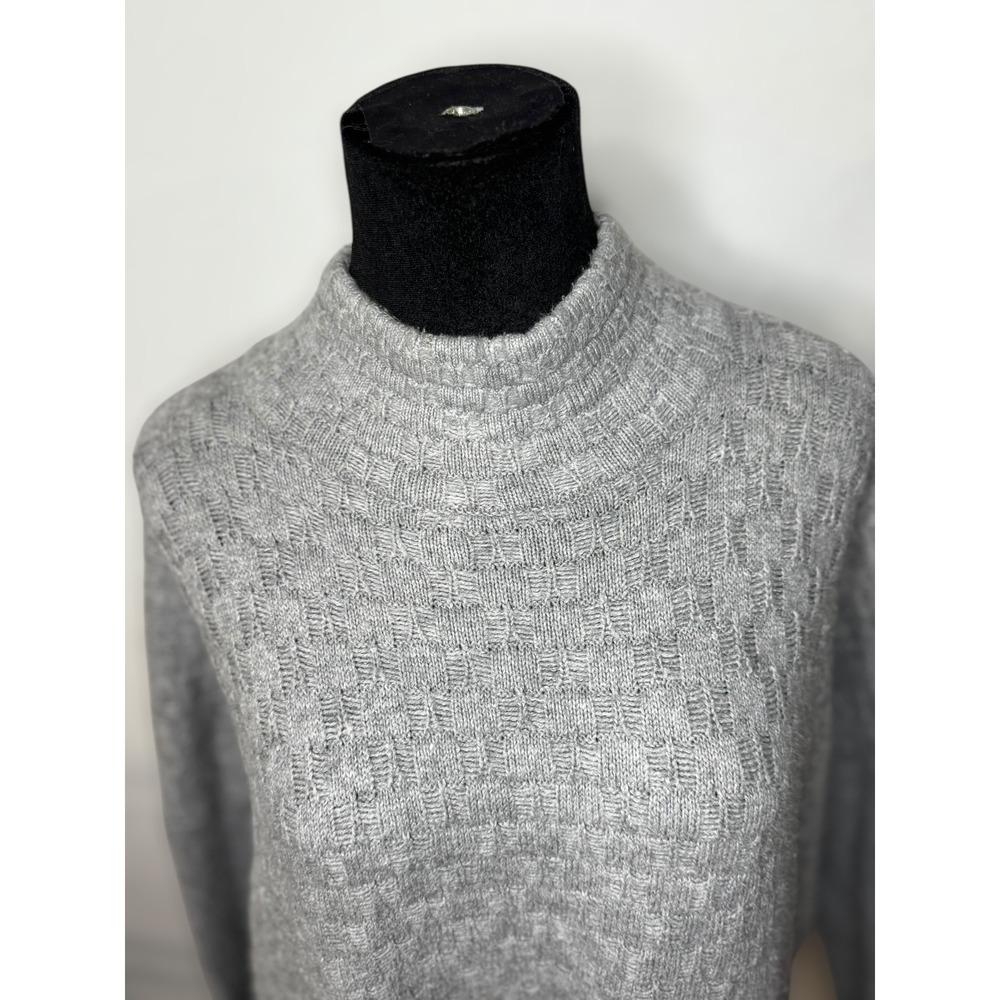 Vince Camuto Mock Neck Oversized Comfy Textured Knit‎ Sweater Women Medium Gray - Picture 3 of 7